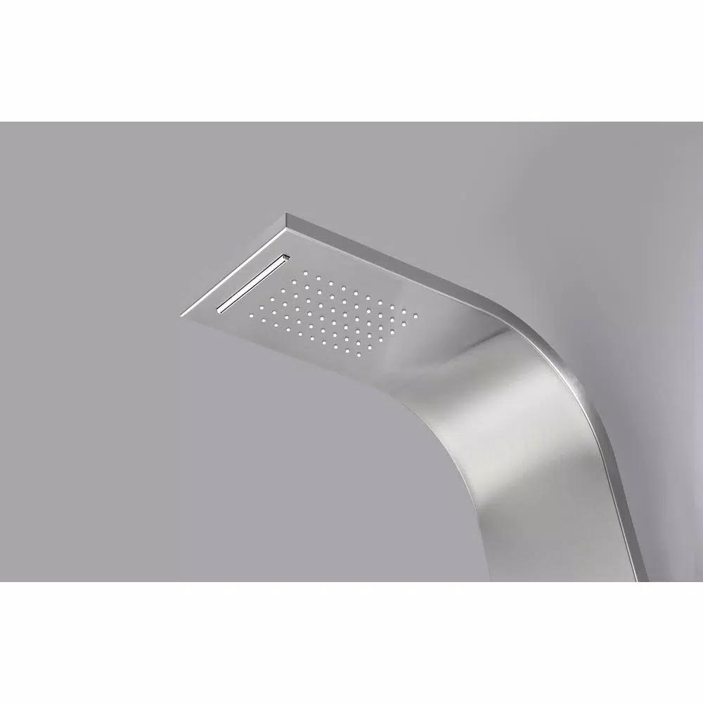 ANZZI Anchorage 60 in. 2-Jet Full Body Shower Panel System with Heavy Rain Head & Spray Wand, Brushed Steel