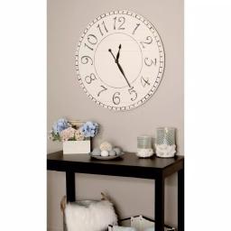BrandtWorks 36 in. Oversized Antique White Farmhouse Wall Clock with Wood Slat Construction thumbnail 3