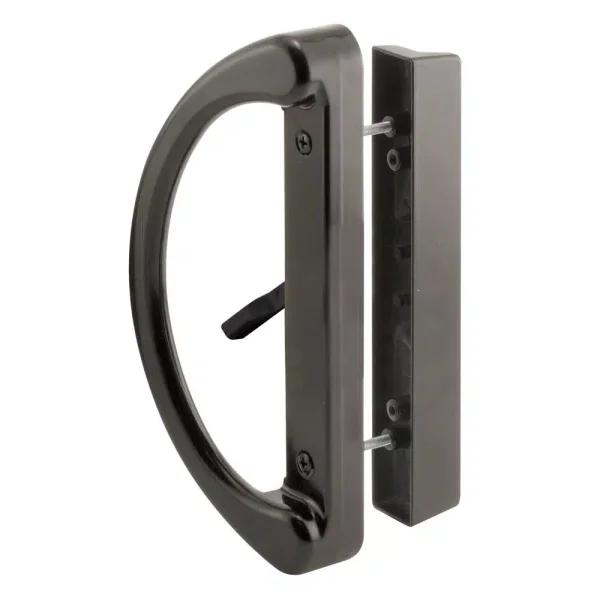 Prime-Line Black Diecast Sliding Glass Door Handle Set, 3-15/16 in. Mortise/Hook Style