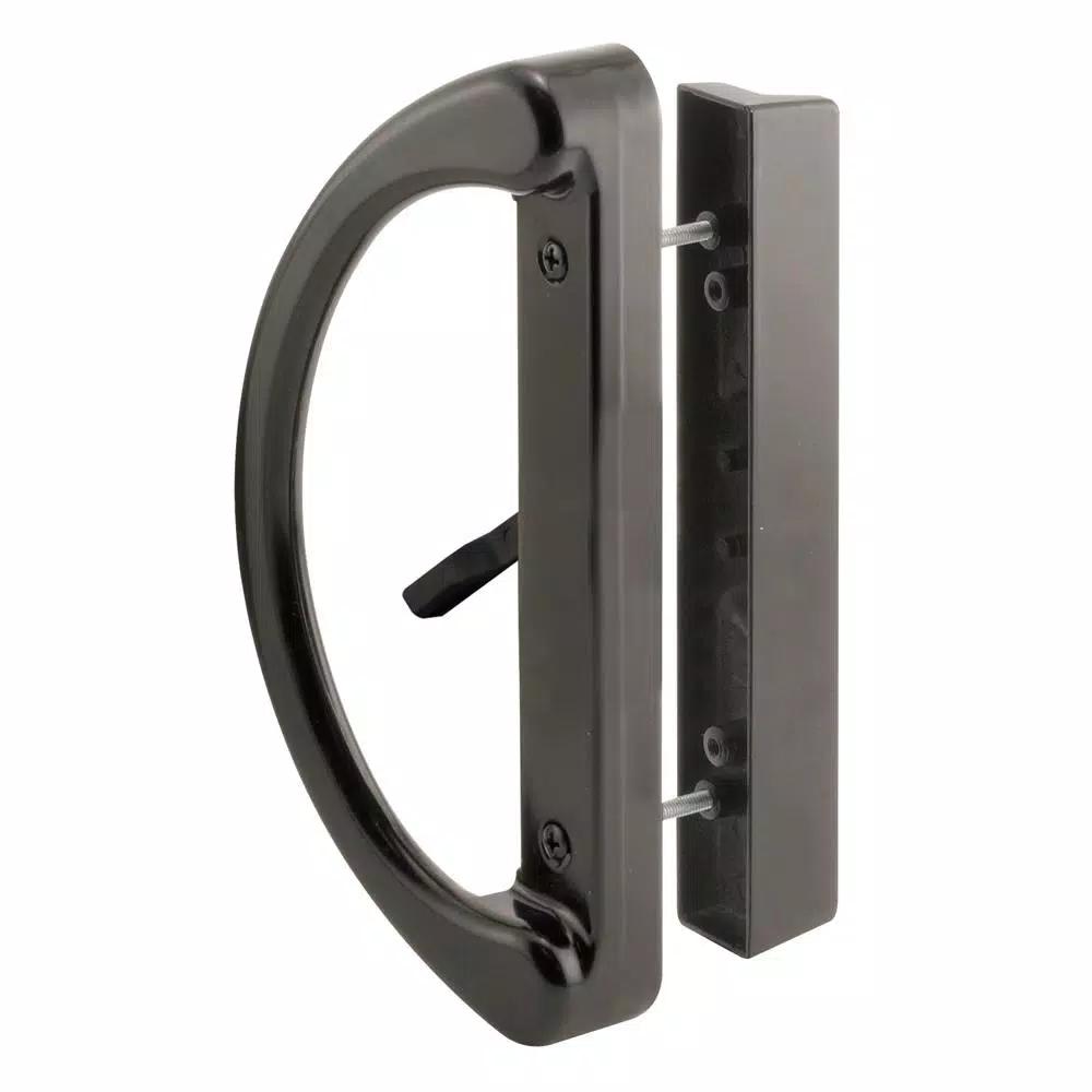 Prime-Line Black Diecast Sliding Glass Door Handle Set, 3-15/16 in. Mortise/Hook Style
