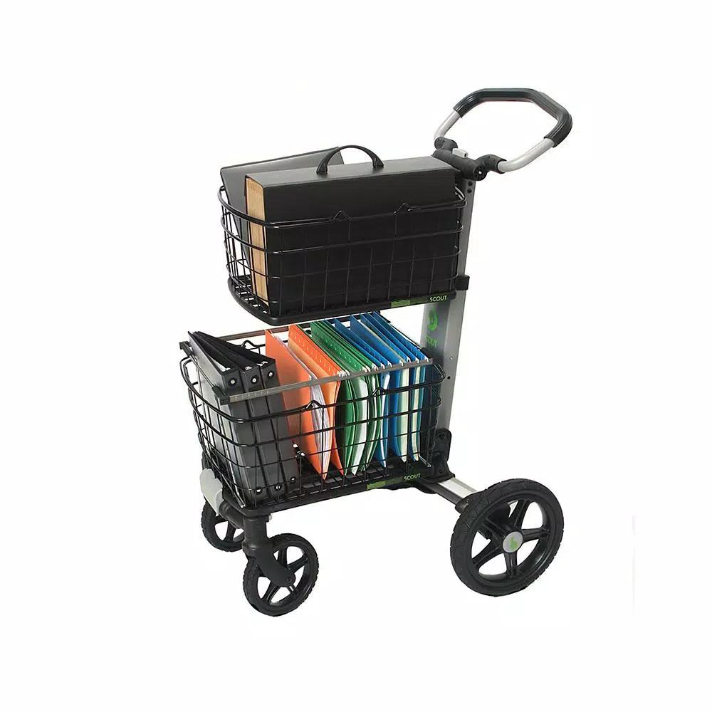 Unbranded Scout Folding Aluminum Cleaning Cart with Removable Baskets and Swivel Wheels