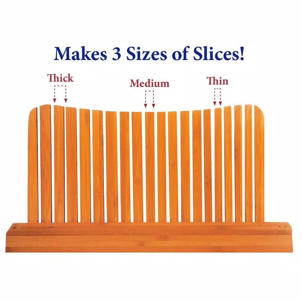 Unbranded DB-Tech Bamboo Wood Compact Foldable Bread Slicer - Adjustable Thickness