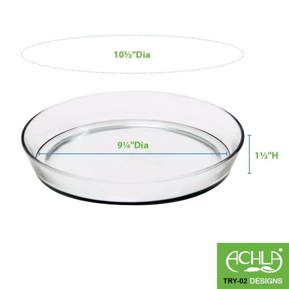 Achla Designs 10.5 in. Round Clear Glass Tray for Gardening and Serving