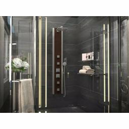 ANZZI 57 in. Monsoon Full Body Shower Panel System with Mahogany Deco-Glass & Chrome Trim thumbnail 14