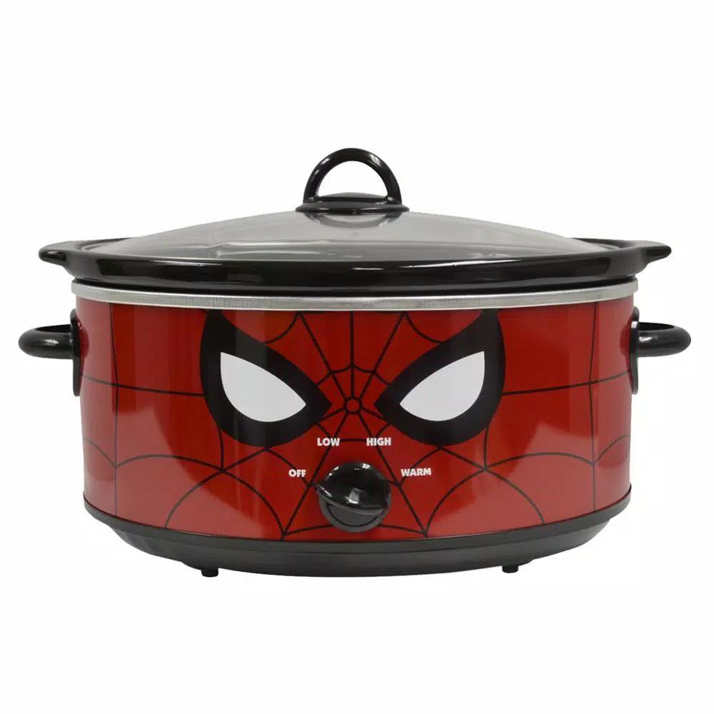 Uncanny Brands Marvel Spider-Man 7-Quart Slow Cooker, Red with Wraparound Superhero Art