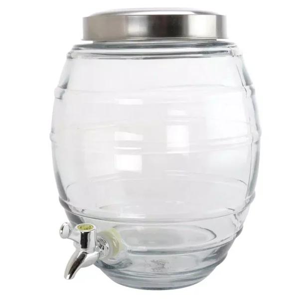 General Store 2 Gal. Clear Glass Beverage Dispenser with Silver Spigot and Lid