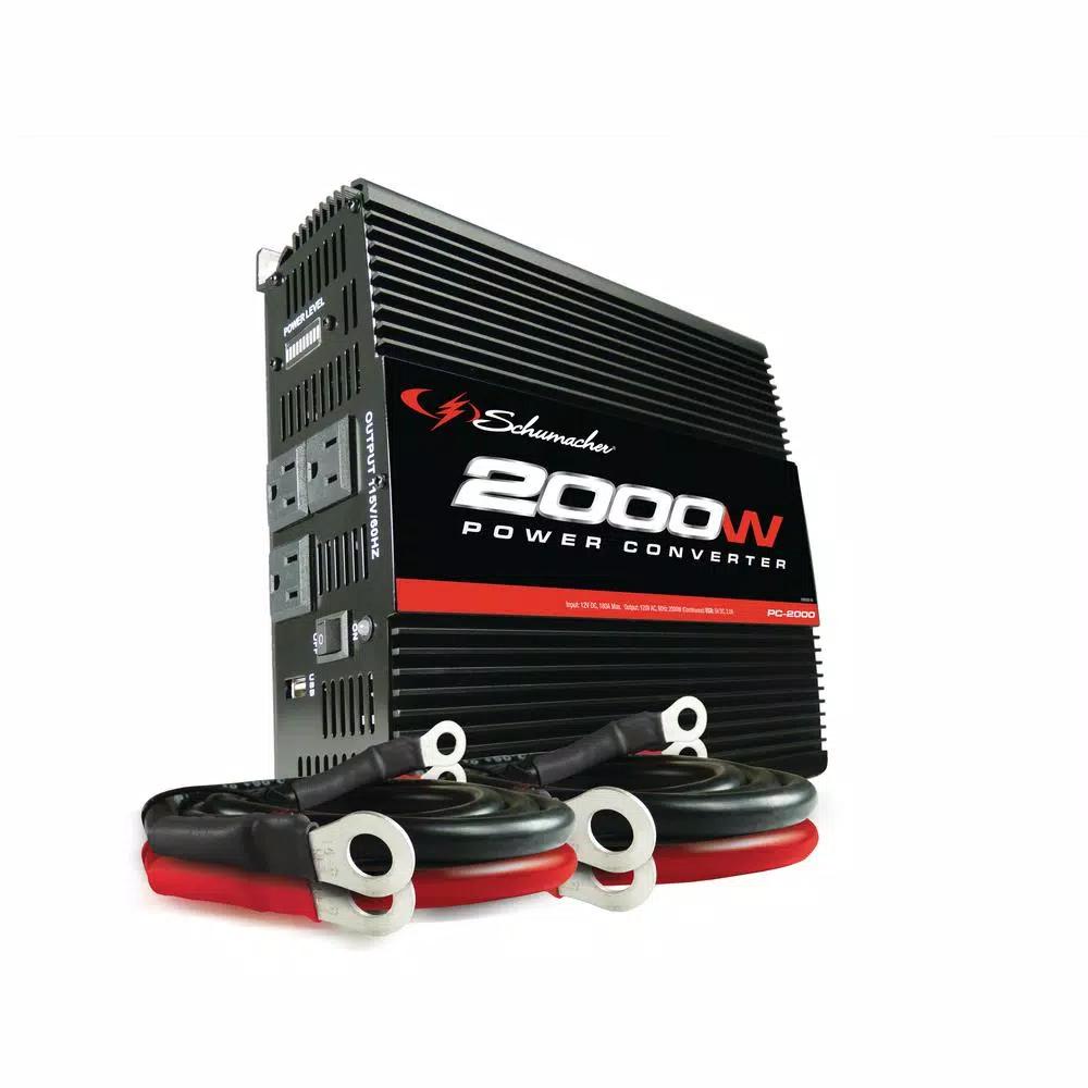 Schumacher PC-2000 2000-Watt 12V DC to 120V AC Power Inverter with 4000W Peak