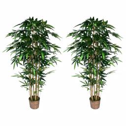 Vintage Home 72 in. Artificial Bamboo Tree with Wicker Planter Set of 2 thumbnail 4