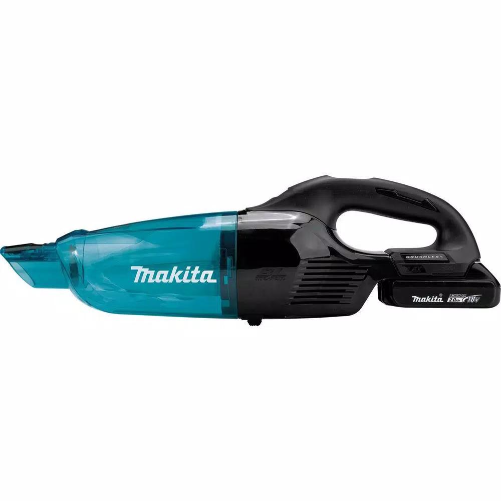 Makita 18V LXT Brushless Cordless Vacuum Kit with 2.0Ah Battery and Black Cyclonic Attachment