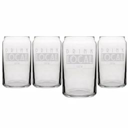 Cathy's Concepts Drink Local 16 oz. Craft Beer Can Glasses - Set of 4 Hand-Blown Glassware thumbnail 1