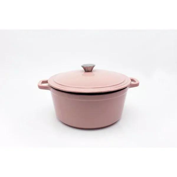 BergHOFF Neo 7 qt. Round Cast Iron Casserole Dish with Lid, Pink