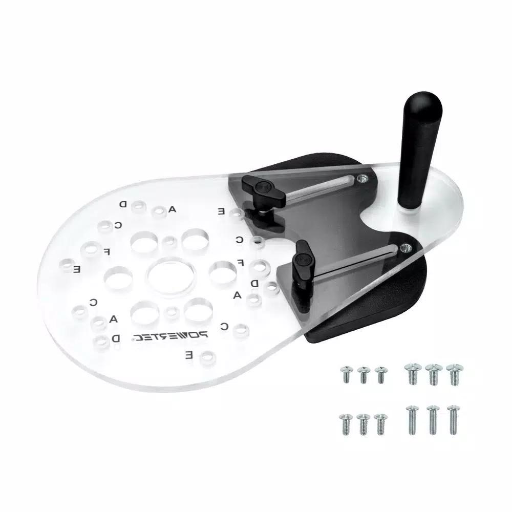 POWERTEC Universal Router Plate with Reversible Fence Kit for Edge Routing and Template Work