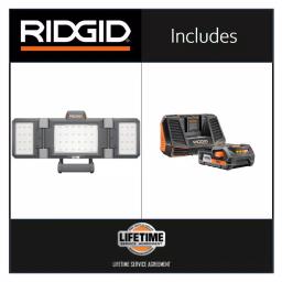 RIDGID 18V Hybrid Folding Panel LED Work Light Kit with 2.0 Ah Battery and Charger thumbnail 2