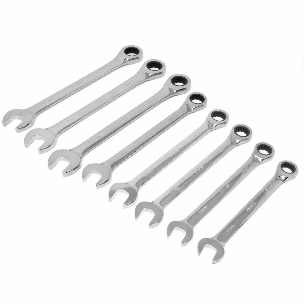 WEN 16-Piece Metric Ratcheting Combination Wrench Set with Storage Pouch