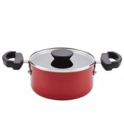 Farberware Neat Nest 1.5 Qt. Aluminum Nonstick Saucepot with Glass Lid, Red thumbnail 1