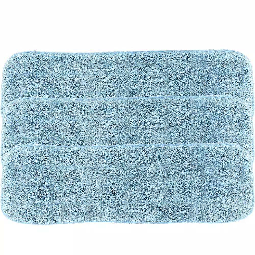 Zwipes 18 in. Microfiber Wet/Dry Flat Mop Pad Refills, Blue (3-Pack)