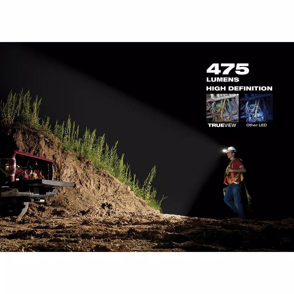 Milwaukee 475 Lumens LED Rechargeable Hard Hat Headlamp with BOLT White Type 1 Class C Vented Hard Hat