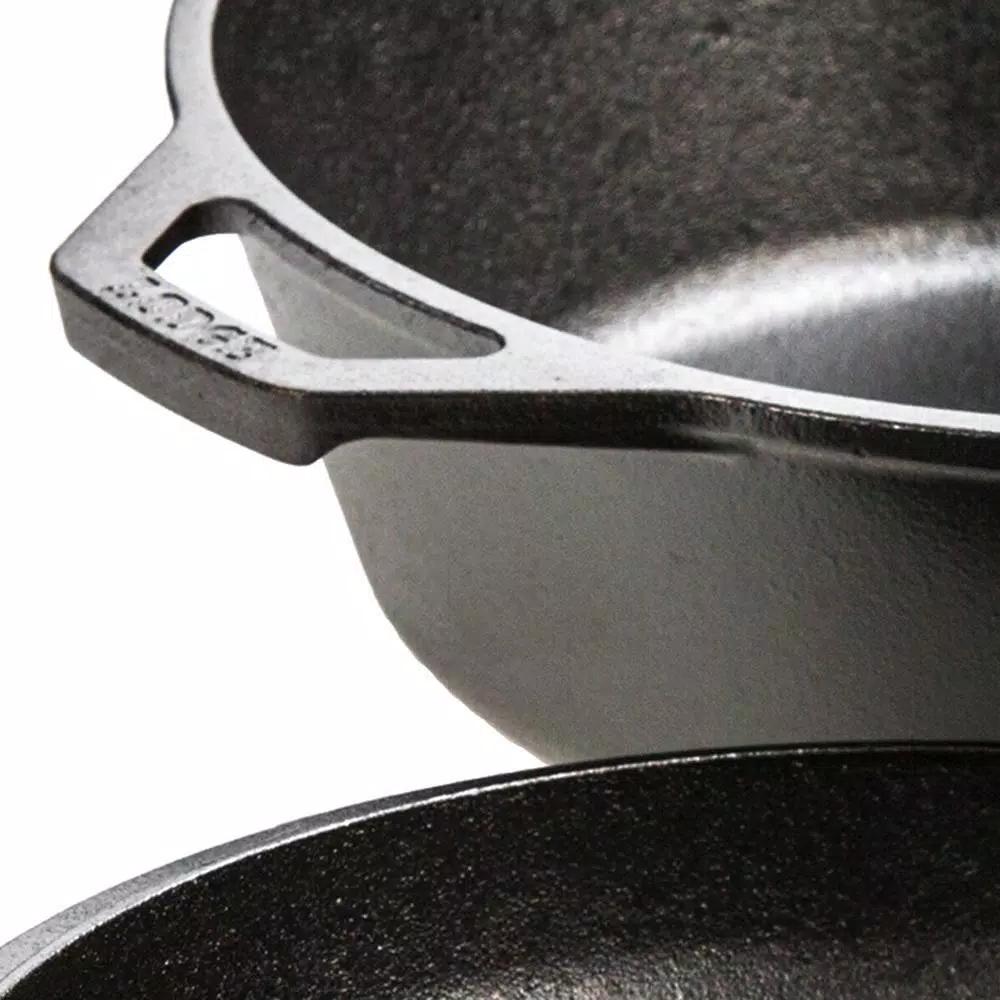 Lodge 2-Piece Cast Iron Combo Cooker Set - Deep Skillet, Fryer, and Dutch Oven with Convertible Lid
