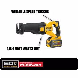 DEWALT FLEXVOLT 60V MAX Cordless Brushless Reciprocating Saw Kit with (2) 9.0Ah Batteries & 4-1/2 in. Grinder thumbnail 2