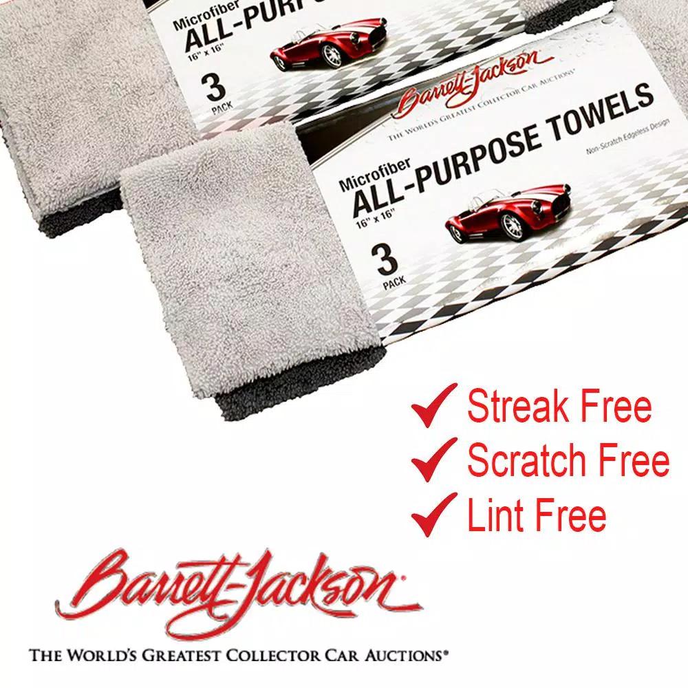 Barrett-Jackson All-Purpose Microfiber Detailing Towel Kit, 3-Pack (Gray/Red)