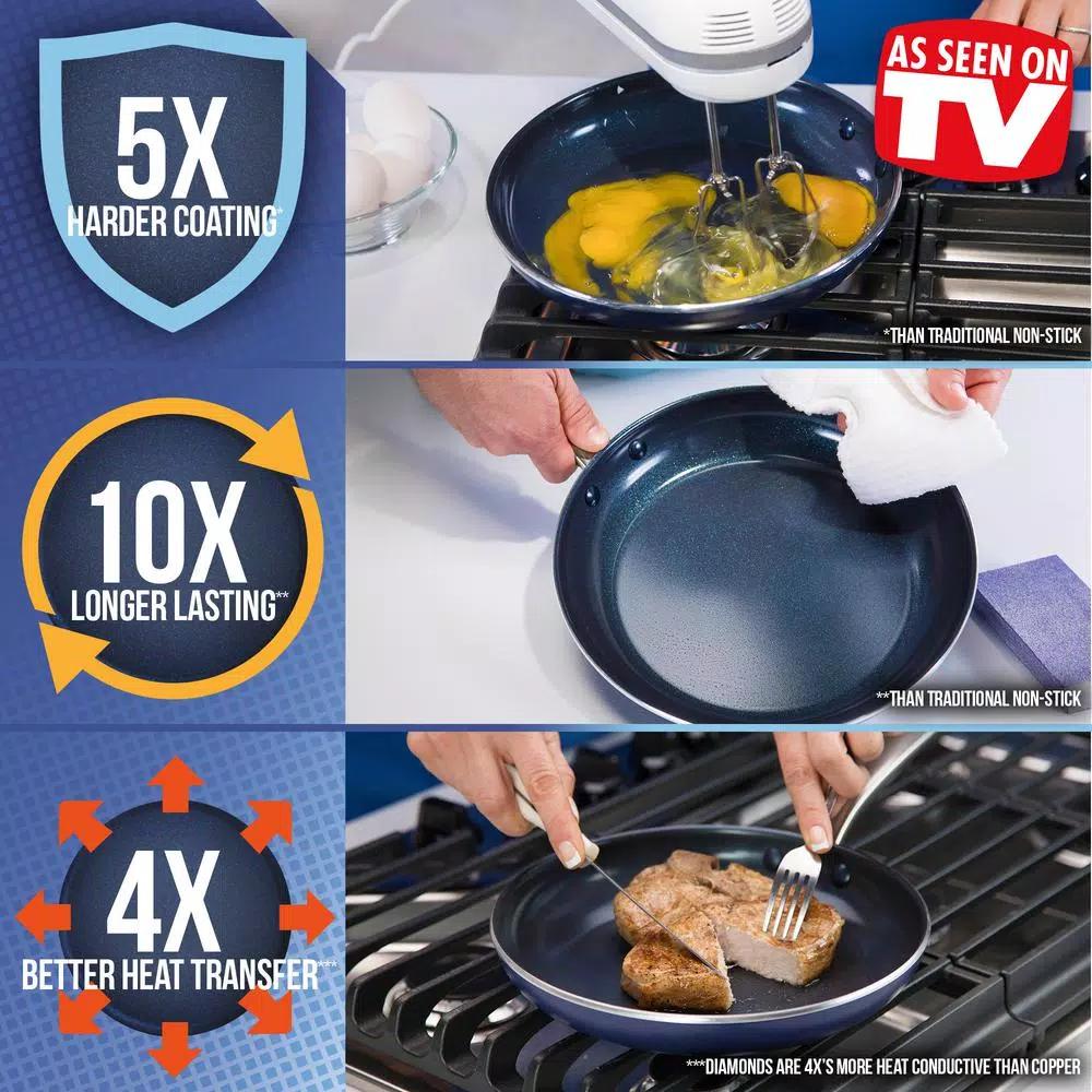 Blue Diamond 10-Piece Aluminum Ceramic Nonstick Cookware Set, Blue
