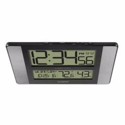 La Crosse Technology 11 in. Atomic Digital Wall Clock with Temperature, Humidity & Calendar - Aluminum Finish thumbnail 2