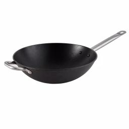 IMUSA 14 in. Light Cast Iron Pre-Seasoned Wok with Helper Handle thumbnail 1