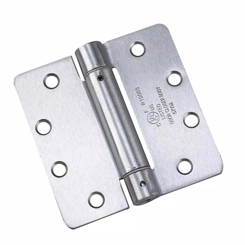 Onward 4 in. x 4.5 in. Adjustable Spring Butt Hinge, Brushed Chrome Steel, Full Mortise