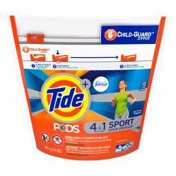 Tide PODS Plus Febreze Sport Odor Defense Laundry Detergent Pods, Active Fresh, 15-Count thumbnail 4