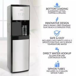 Igloo Bottom Loading Water Dispenser - Hot, Cold & Room Temperature - Black & Stainless Steel thumbnail 3