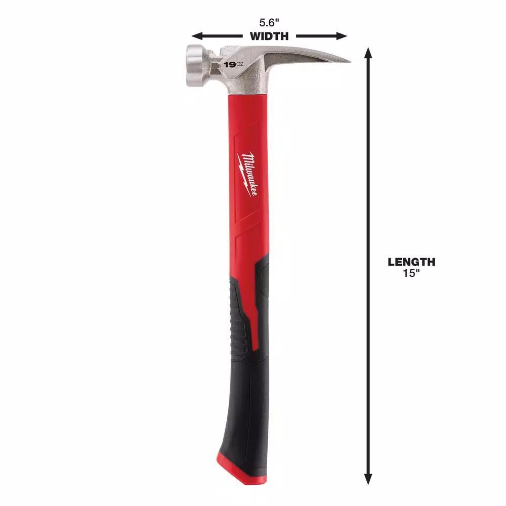 Milwaukee 19 oz. Smooth Face Hammer with Fiberglass Handle and Hammer Loop