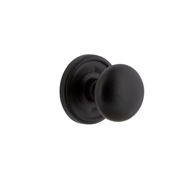 Unbranded Loch Rosette Black Iron Double Dummy Door Knob Set, Rustic Matte Black Finish