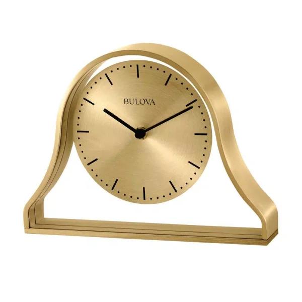 Bulova Bonita Metal Case Table Clock with Brushed Brass Finish