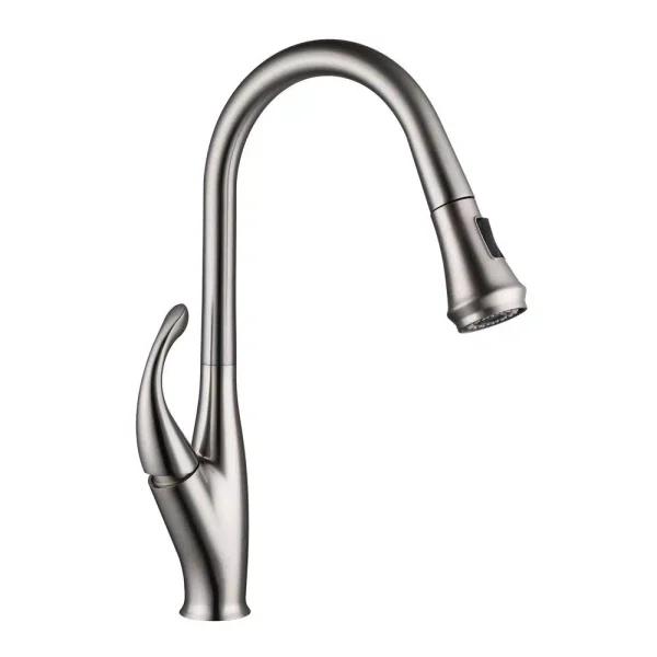 Vanity Art Brushed Nickel Single-Handle Pull-Down Kitchen Faucet with Spray Wand