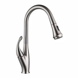 Vanity Art Brushed Nickel Single-Handle Pull-Down Kitchen Faucet with Spray Wand thumbnail 1