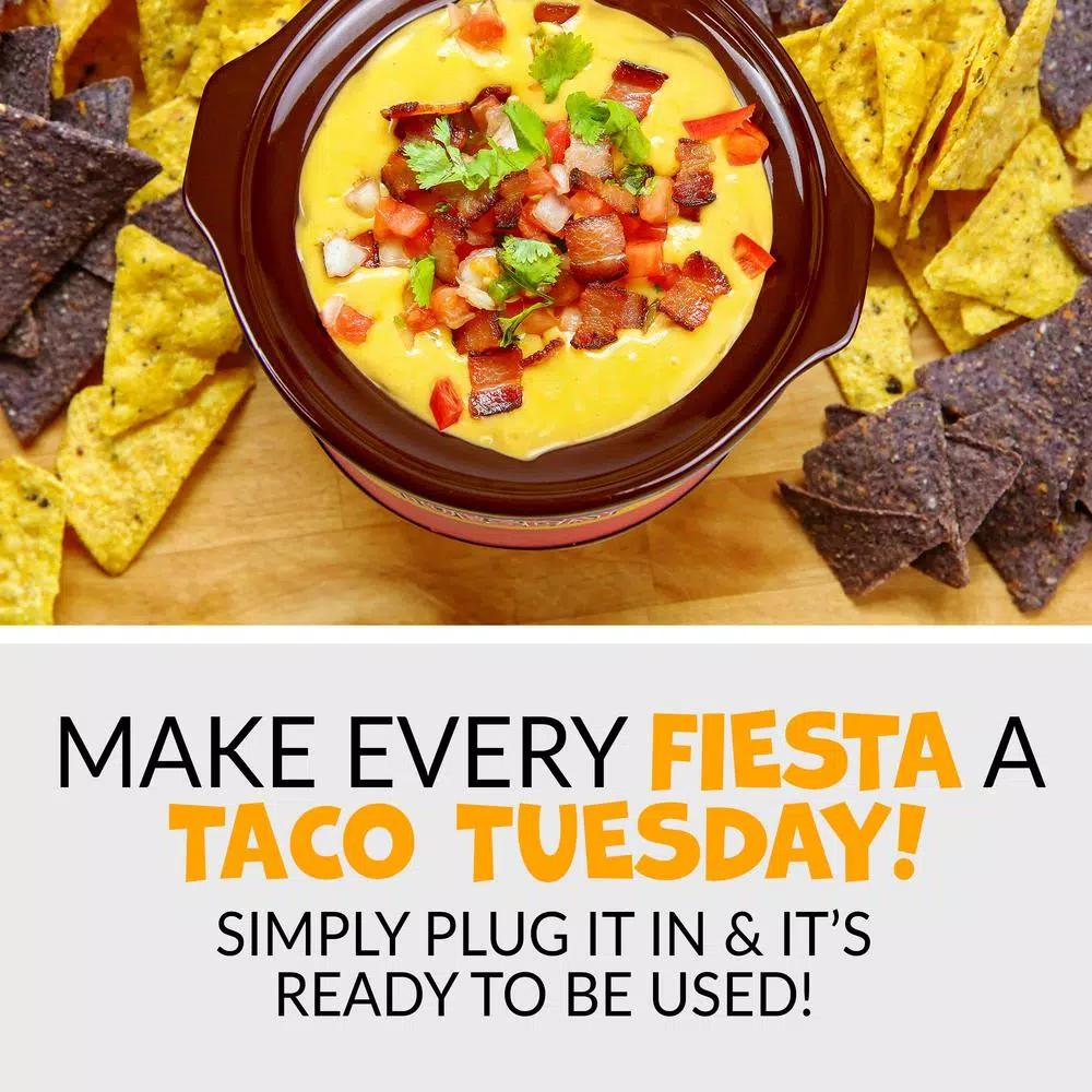 Taco Tuesday Mini Fiesta Dippers .65 Qt. Slow Cooker with Removable Ceramic Pot, Red