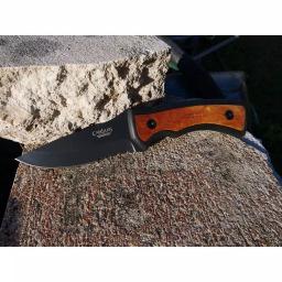 Camillus Mountaineer 4 in. Carbonitride Titanium Drop Point Fixed Blade Knife with Burlwood Accent Handle thumbnail 7