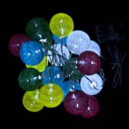 ALEKO 7 ft. 20-Light LED Multi-Color Cotton Ball String Lights, Battery Operated thumbnail 2