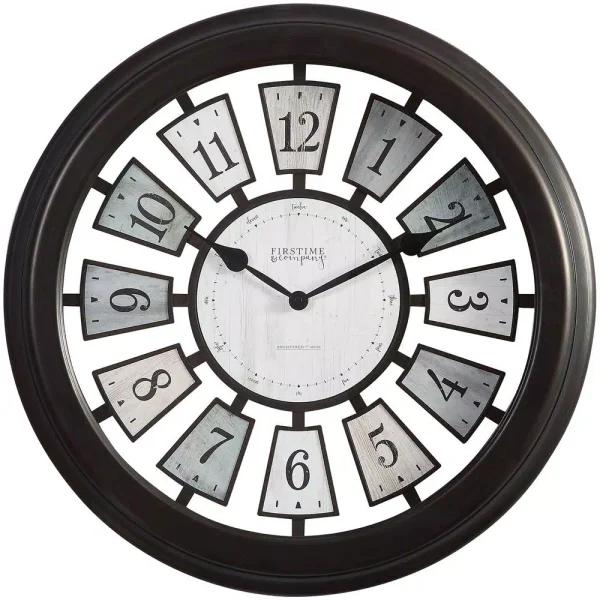 FirsTime & Co. Black Mercantile Plaques Wall Clock - Industrial Farmhouse Design