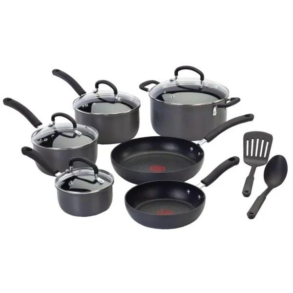 T-fal Ultimate 12-Piece Hard-Anodized Aluminum Nonstick Cookware Set, Black