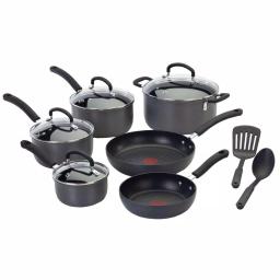 T-fal Ultimate 12-Piece Hard-Anodized Aluminum Nonstick Cookware Set, Black thumbnail 1