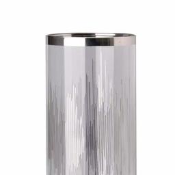 Benjara Admirably Modern Glass Pedestal Candle Holder with Silver Finish thumbnail 2