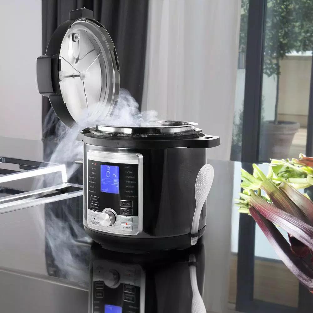 Megachef 6 Qt. Stainless Steel Digital Electric Pressure Cooker with 14 Programmable Settings