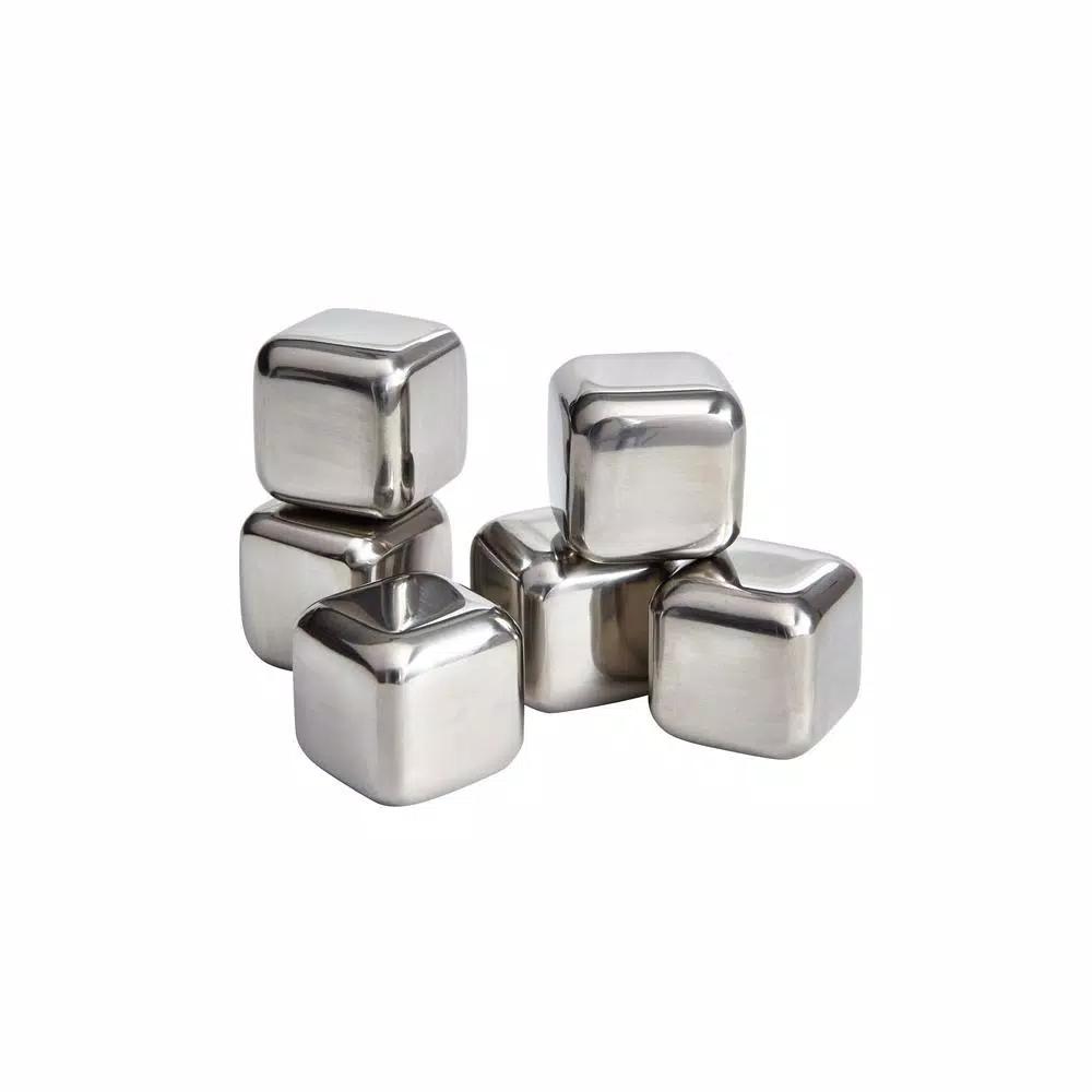 Visol Arctic 6-Piece Stainless Steel Ice Cube Set for Whiskey and Scotch