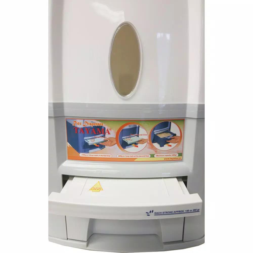 Tayama Rice Dispenser 55 lbs. Capacity White Dry Food Storage Container