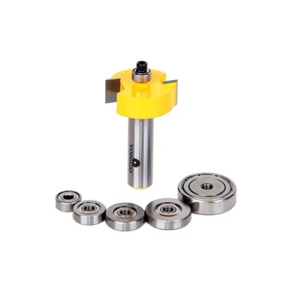 Yonico 14705 Rabbet Router Bit Set with 6 Bearings, 1/2 in. Shank, Carbide Tipped