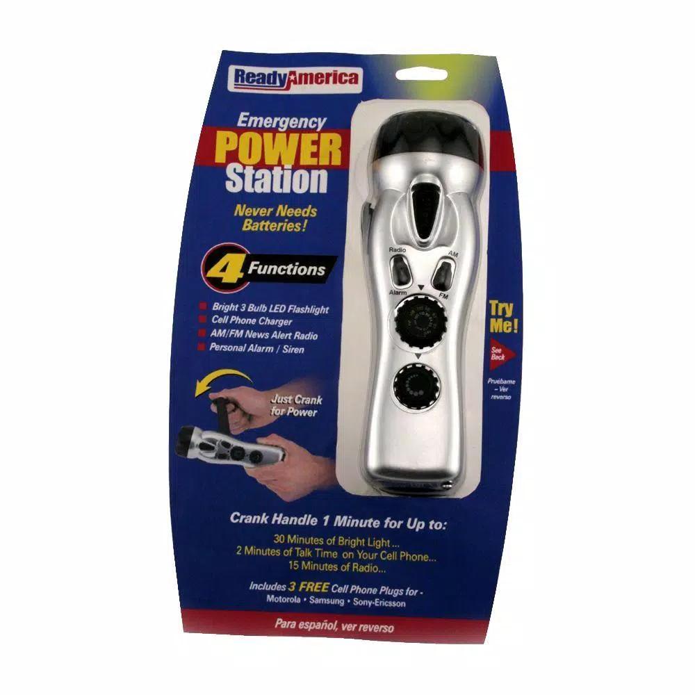 Ready America Emergency Power Station Hand-Crank Flashlight Radio and Cell Phone Charger