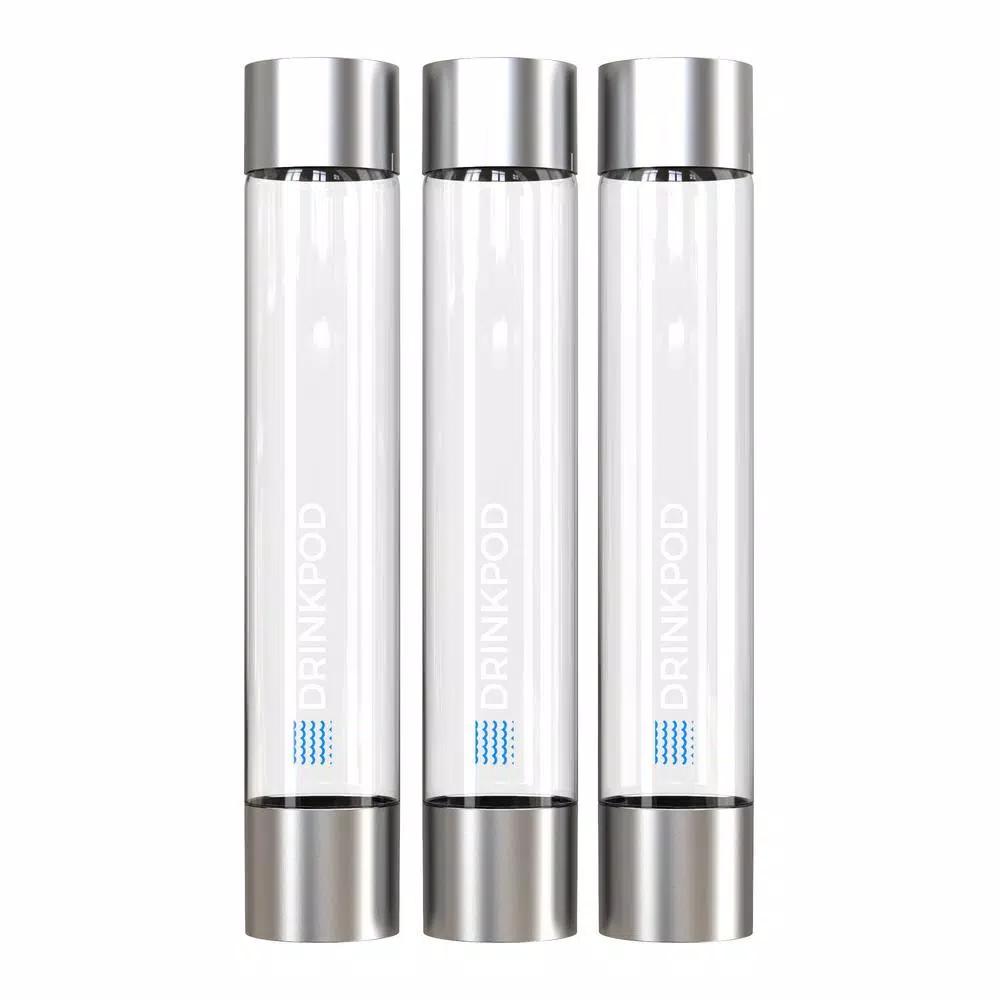 Drinkpod FIZZPod Silver One-Touch Sparkling Soda Maker Machine with 3 PET Bottles