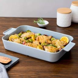 CorningWare 5 Qt. Rectangle Stoneware Baker, 10 in. x 15 in., Ash Gray thumbnail 3