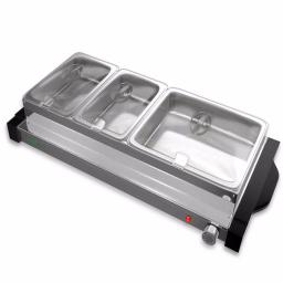 NutriChef 27.6 in. 3-Burner Stainless Steel Electric Buffet Server Food Warming Tray thumbnail 1